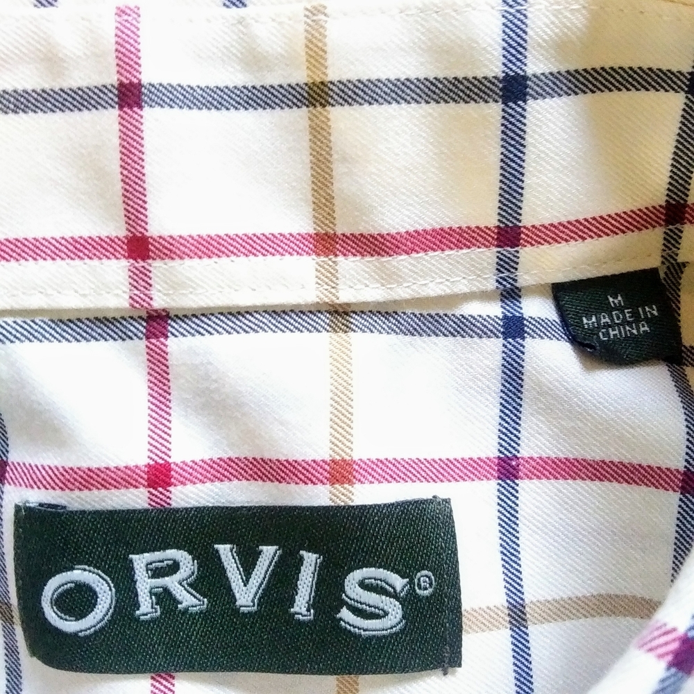 Orvis 100% Cotton Button Down Plaid Shirt Med - Picture 4 of 4